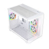 1st Player UV6 Tempered Glass Micro ATX Gaming Case - White with 3 RGB Fans