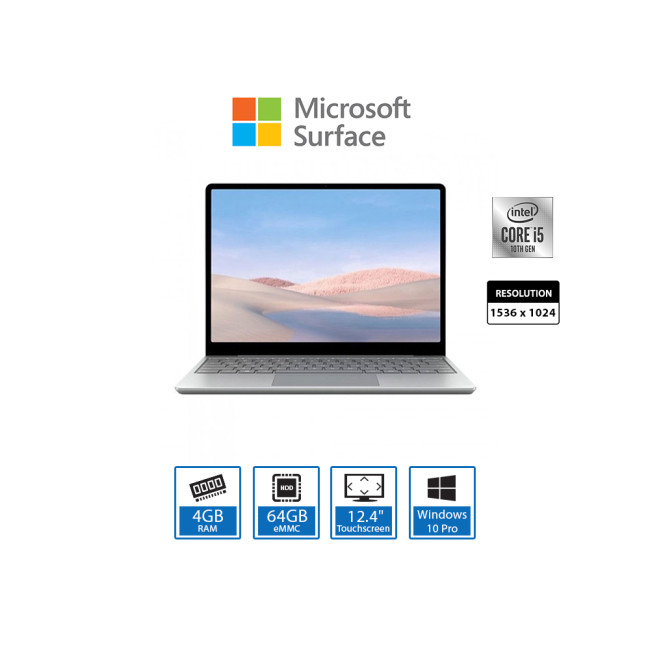 Refurbished Microsoft Surface Go Intel Core i5 10th Gen 4GB RAM 64GB eMMC 12.4 inch Touchscreen Windows 11 Home Laptop
