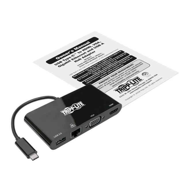 Tripp Lite U444-06N-HV4GUB USB-C Multiport Adapter - 4K HDMI VGA USB-A GbE HDCP