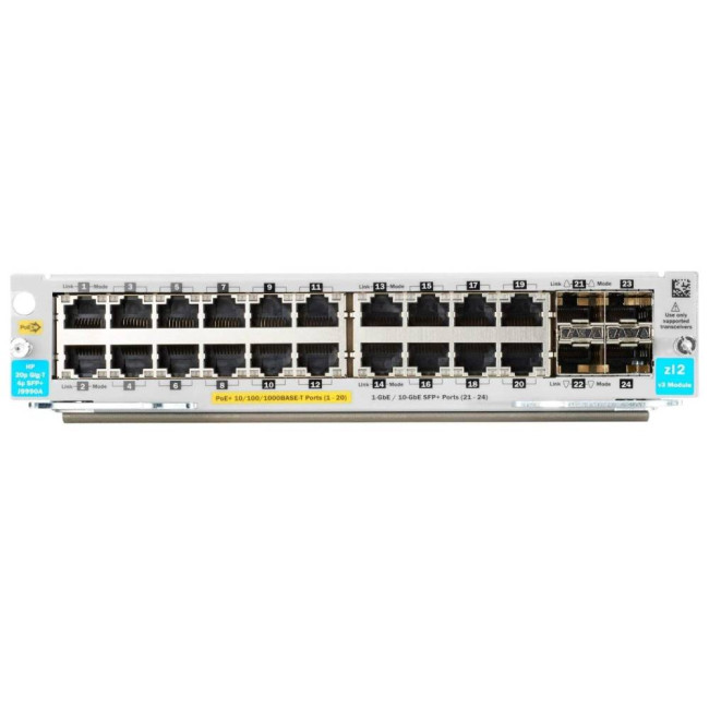 HP Aruba 5400R 20-Port 10/100/1000BASE-T PoE+ and 4-Port 1G/10GbE SFP+ Module - J9990A