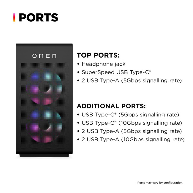 HP OMEN 35L GT16-0034na Intel Core Ultra 7 265K 32GB RAM 1TB SSD 1TB HDD NVIDIA RTX 5080 Windows 11 Home Tower Gaming PC