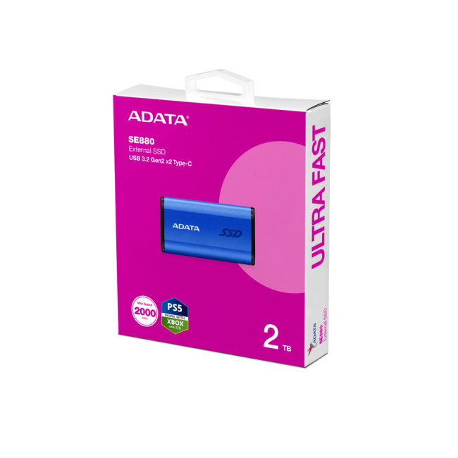 Adata SE880 Pocket Size 2TB USB 3.2 Gen2 External SSD - Blue