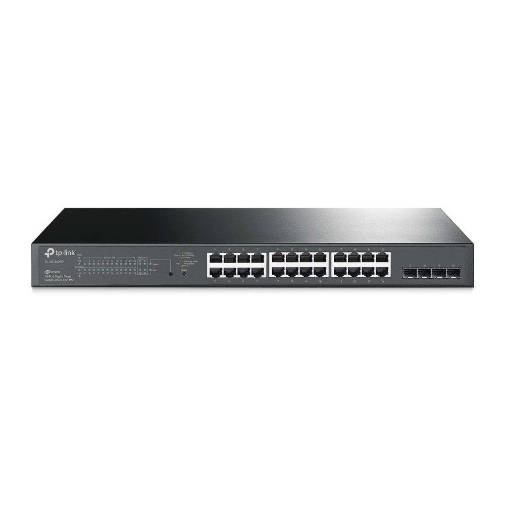 Tp-Link Black Tl-Sg2428p 56 Gbit/S Rack Mountable Managed 24 X Gigabit Ethernet Rj45+4 X Sfp Ports Network Switch