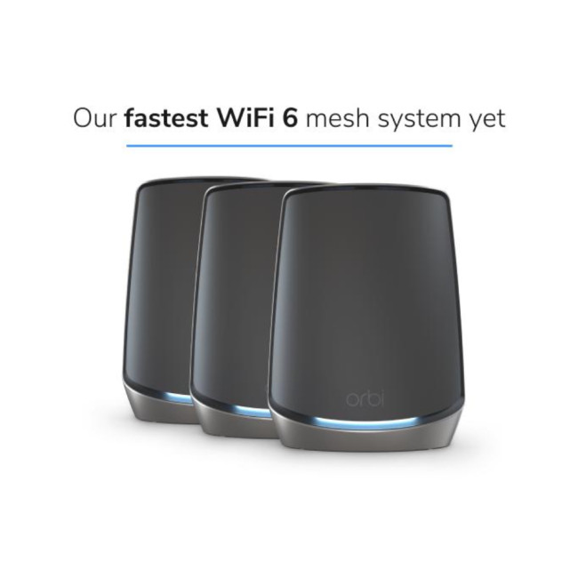 NETGEAR Orbi 860 Series Tri-Band WiFi 6 upto 6Gbps Mesh System 10 Gig Port with 1-year NETGEAR Armor included - Pack of 3