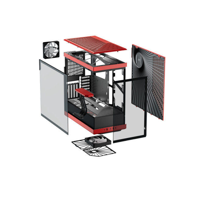 HYTE Y40 Mid Tower Panoramic Tempered Glass Gaming Case - Red & Black