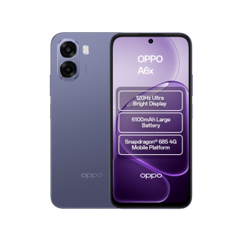 OPPO A6x Snapdragon 685 4GB RAM 128GB ROM 6.75" HD+ LCD Dual SIM Smartphone - Black Purple