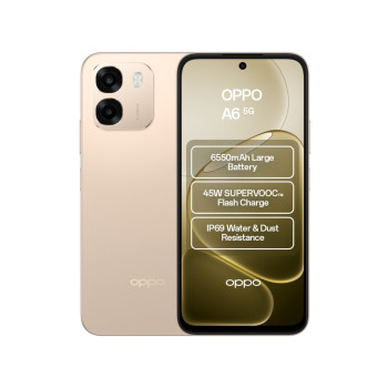 OPPO A6 5G Dimensity 6300 6GB RAM 256GB ROM 6.75" HD+ LCD Dual SIM Smartphone - Aurora Gold