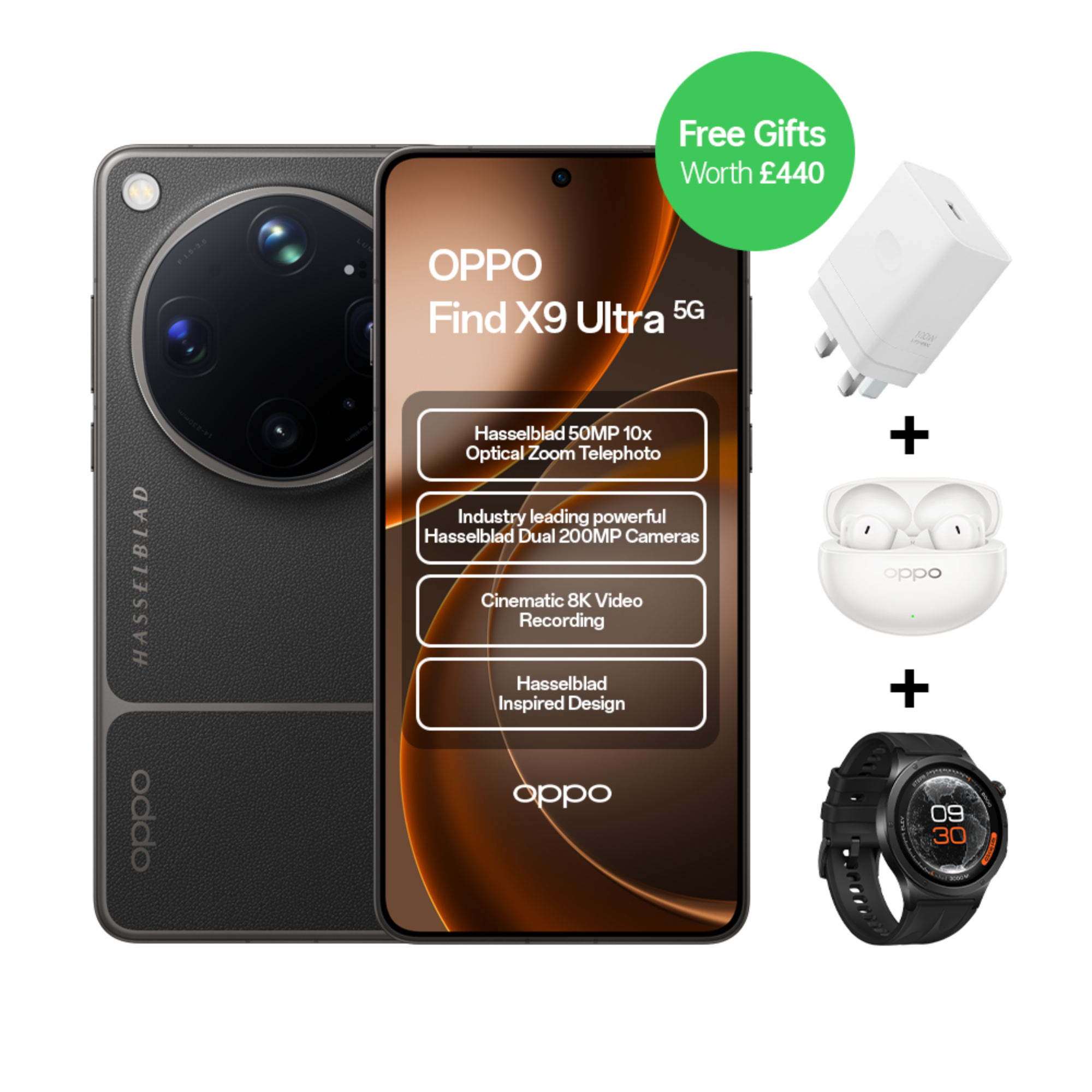 Oppo Tundra Umber Find X9 Ultra 6.82" Quad Hd+ Amoled Snapdragon 8 Elite Gen 5 12Gb Ram 512Gb Storage 5G Dual-Sim Coloros Smartphone