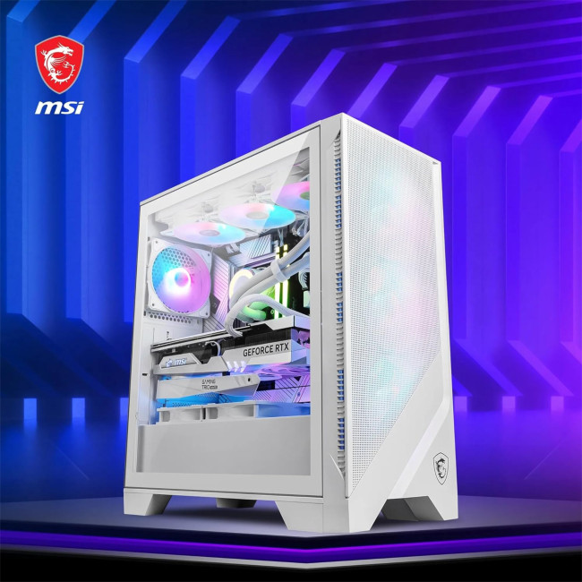 MSI MAG FORGE 320R AIRFLOW Tempered Glass Mid Tower PC Case - White