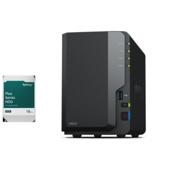 Synology DS223 2-Bay NAS Enclosure (2GB RAM) - 16TB HDD Included Bundle