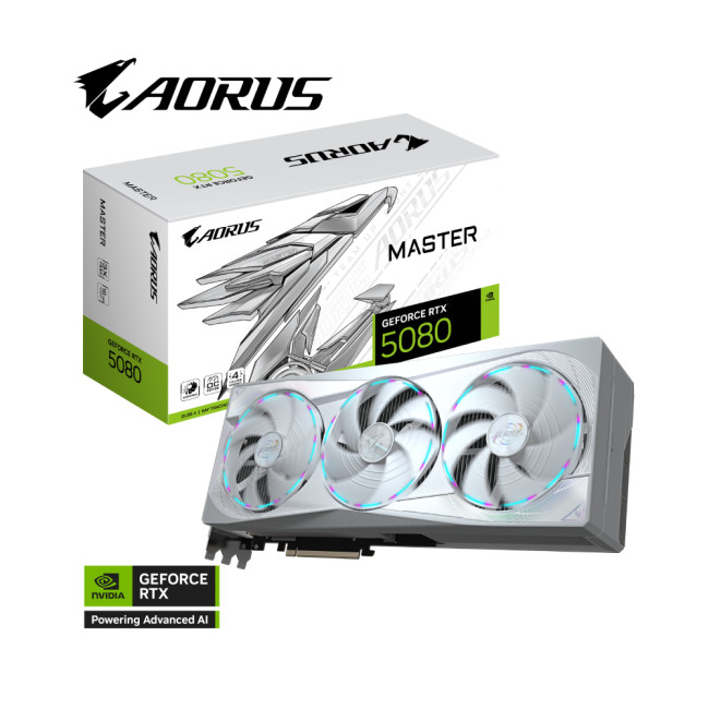 GIGABYTE GeForce RTX 5080 AORUS MASTER ICE 16GB Graphics Card - White