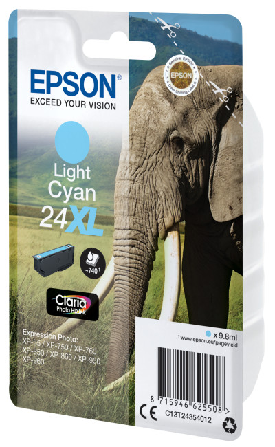 Genuine Epson C13T24354012 24XL Light Cyan Ink Cartridge for 740 Pages