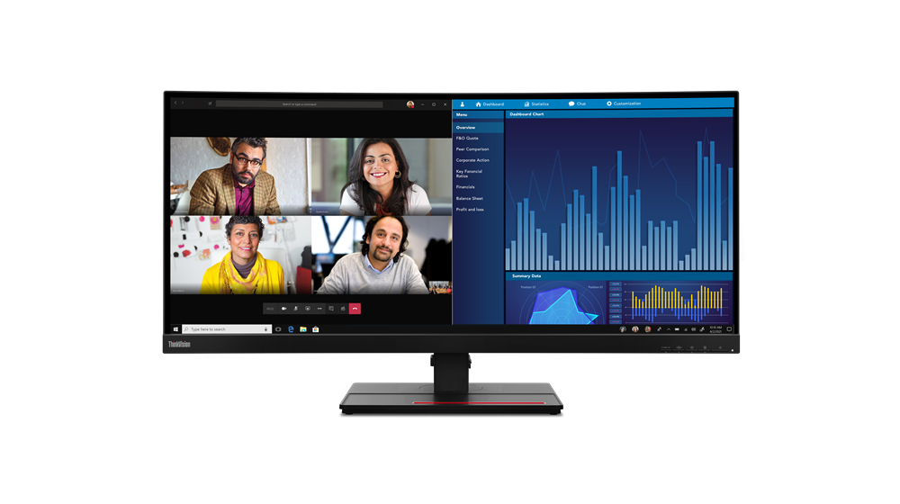 Refurbished Lenovo ThinkVision P34w-20 34.1 inch 3440 x 1440 Wide Quad HD IPS LED Curved Monitor