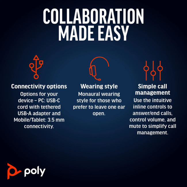 Poly Blackwire 5220 Stereo USB-C Headset