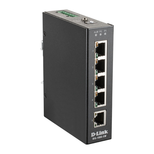 D-Link DIS-100E-5W Unmanaged 5 Ports Network Switch - Green