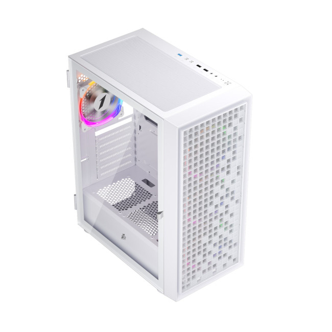 1st Player Go6-WH-4FS1 Tempered Glass Mid Tower Gaming Case - White with RGB Fans