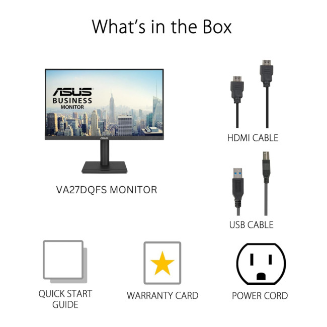 ASUS VA27DQFS 27" Full HD IPS 100 Hz 1 ms Height Adjustable Built-In Speakers Monitor