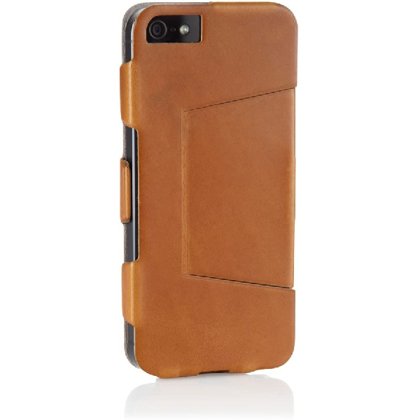 Pipetto Skinny Folio Leather Wallet Case for iPhone 5/5S Access to All Ports Tan