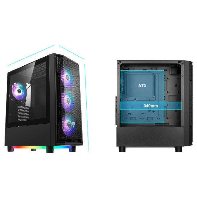 Gamdias ATHENA M6 LITE Tempered Glass Mid Tower Gaming PC Case - Black