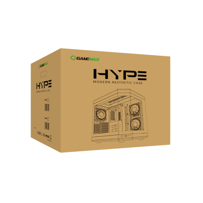 GameMax Hype ATX RGB Tempered Glass Mid Tower Gaming PC Case - White