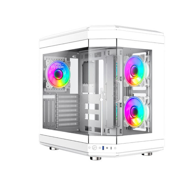 GameMax Hype ATX RGB Tempered Glass Mid Tower Gaming PC Case - White