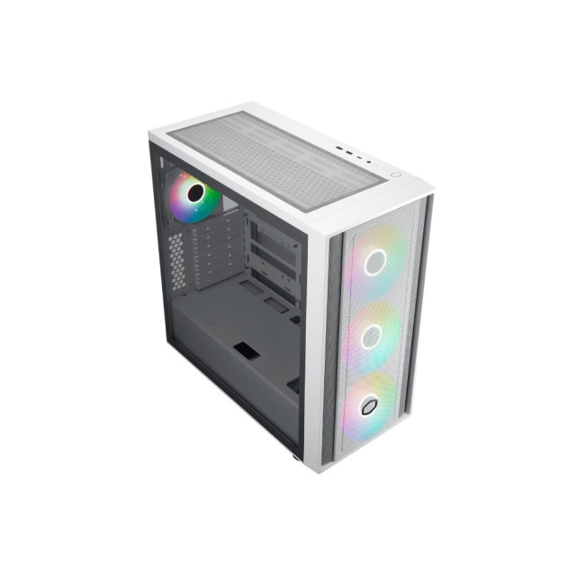 CoolerMaster MasterBox 600 ARGB Mid Tower Tempered Glass PC Case - White
