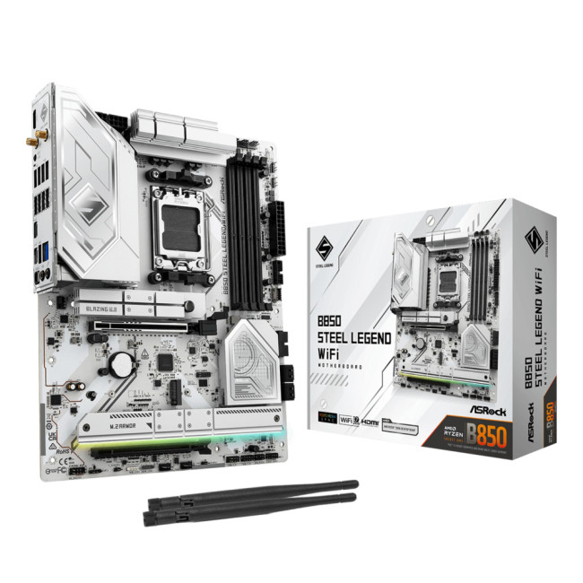 Asrock B850 Steel Legend WiFi  ATX AMD Socket AM5 Motherboard - White