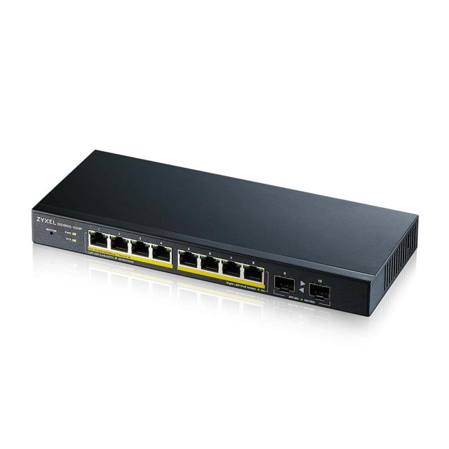 Zyxel GS1900-10HP-GB0102F 20 Gbit/s Managed 8 x Gigabit Ethernet RJ45+SFP Ports Network Switch