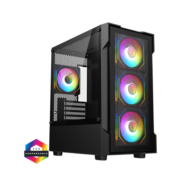 Bolt Black RGB Tempered Glass Micro ATX Gaming Case - Black