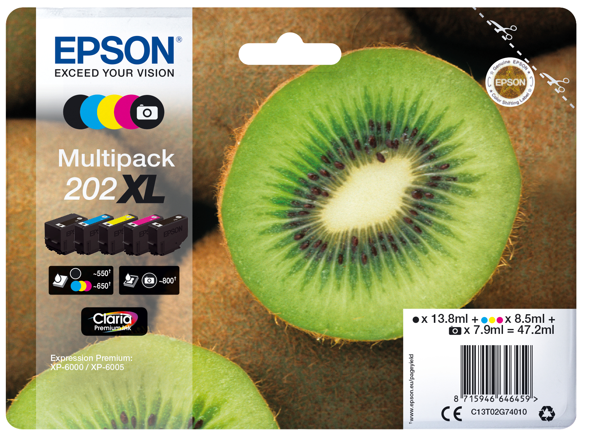 Original Epson 202XL High Capacity Ink Cartridge Multipack (C13T02G74010) - Image 17