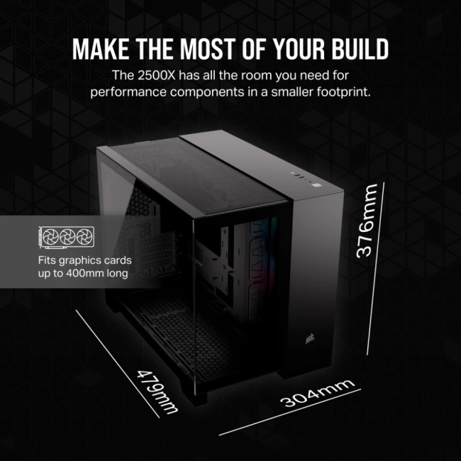 Corsair 2500X RGB Tempered Glass Mid Tower Gaming PC Case - Black