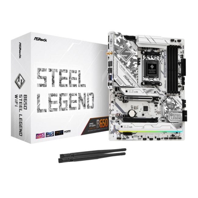 Asrock B650 Steel Legend WiFi  ATX AMD Socket AM5 Motherboard - White