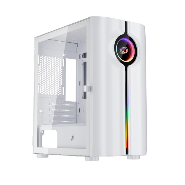 1st Player IS3-BK ARGB Tempered Glass Mid Tower Gaming Case - White