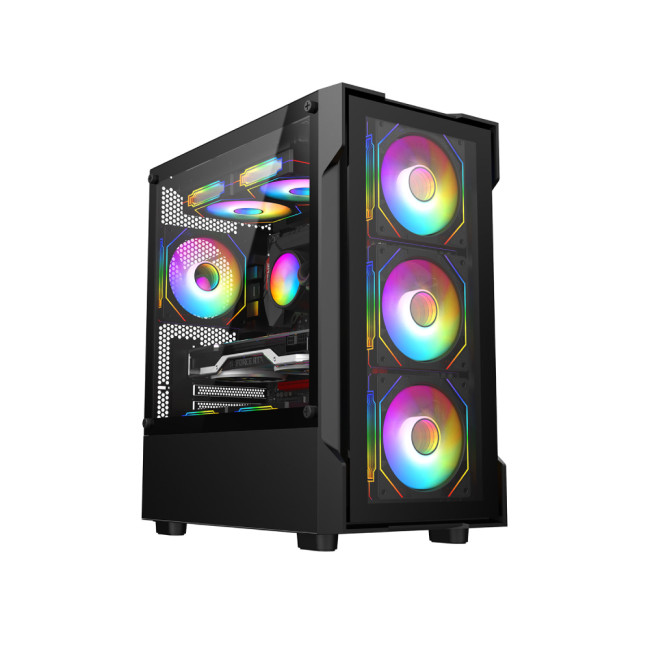 Bolt Black RGB Tempered Glass Micro ATX Gaming Case - Black