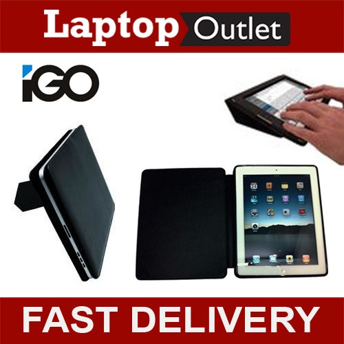 IGo Portfolio Leather Luxury Case with Stand iPad 2 3 & 4 Black AC05147-0001 CLR