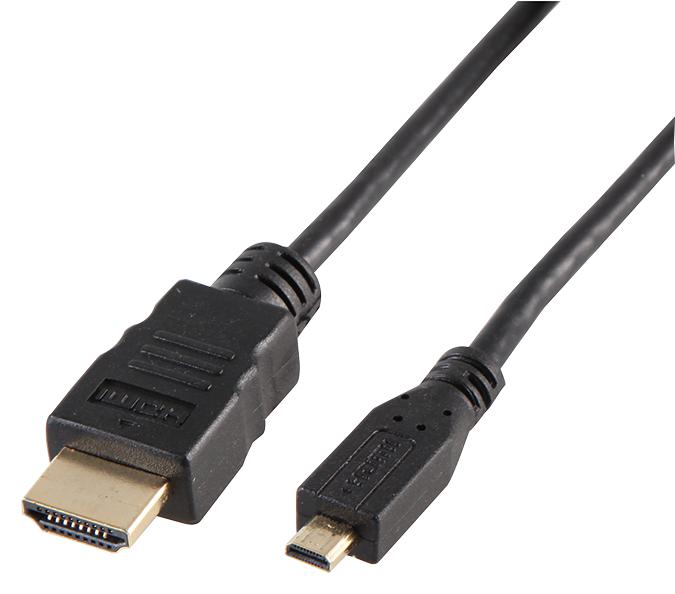 Pro Signal HDMI Lead with Ethernet A Male to Micro D Male Gold Plated Contacts