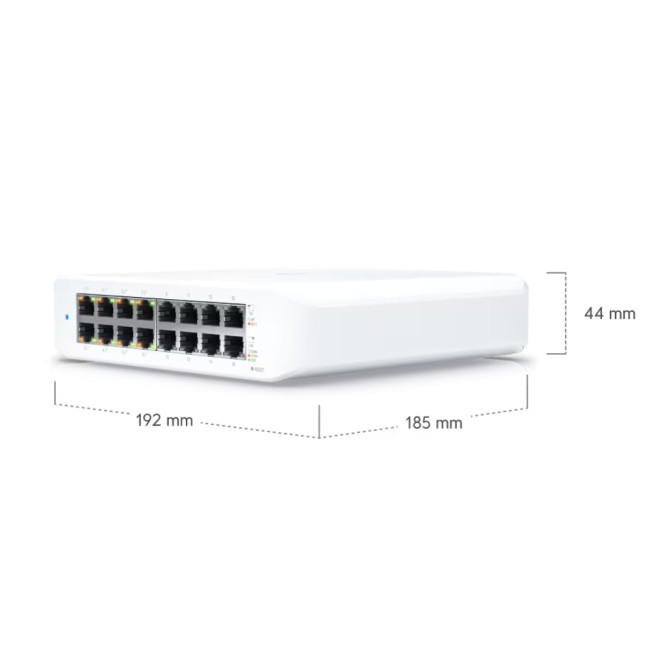 Ubiquiti USW LITE 16 POE Managed Network Switch - 16 Ports