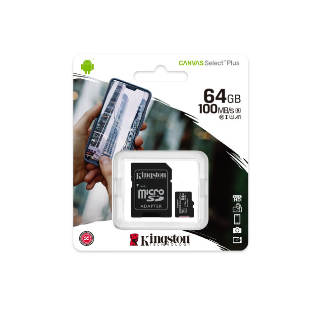 Kingston Technology Canvas Select Plus 64 GB MicroSDXC UHS-I Class 10 Memory Card