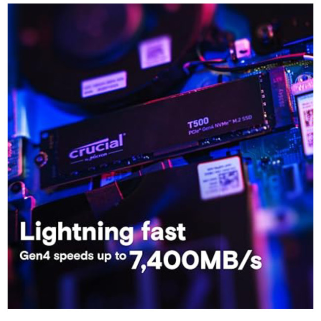 Crucial T500 1TB M.2 PCIe 4.0 Micron 3D TLC NAND Solid state drive - NVMe - Black