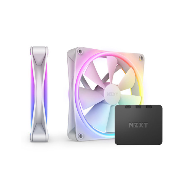 NZXT F140 RGB DUO White 4 Pin PWM Pc Fan - 2 Fan Pack