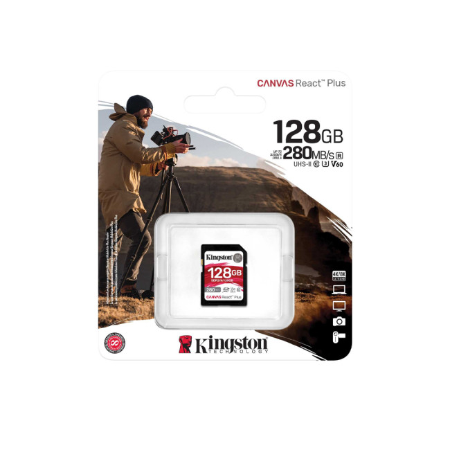 Kingston Technology Canvas React Plus SDXC 128GB UHS-II Class 10 Memory Card