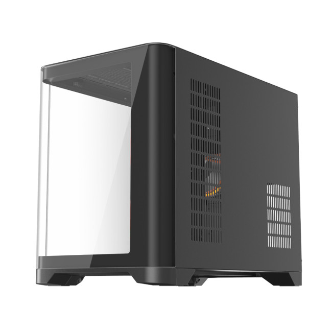 1st Player UV6 Tempered Glass Micro ATX Gaming Case - Black with 3 RGB Fans