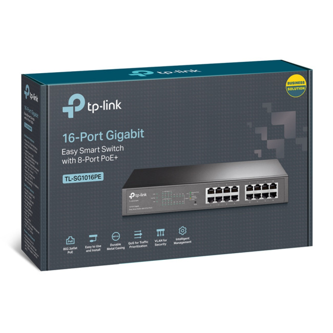 TP-LINK TL-SG1016PE 32 Gbit/s Rack Mountable Managed 16 x Gigabit Ethernet RJ45 Network Switch