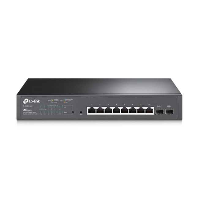 TP-LINK TL-SG2210MP 20 Gbit/s Rack Mountable Managed 8 x Gigabit Ethernet RJ45+2 x SFP Ports Network Switch
