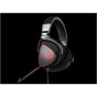 ASUS ROG Delta Origin gaming headset with red LED lighting rings, a microphone