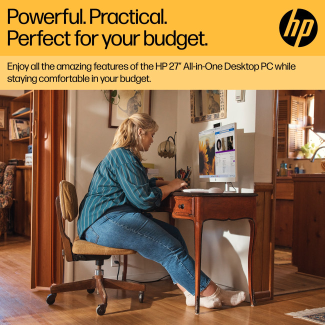 HP 27-cr0016na AMD Ryzen 5 7520U 16GB RAM 512GB SSD 27" Full HD Windows 11 Home All-in-One Desktop PC