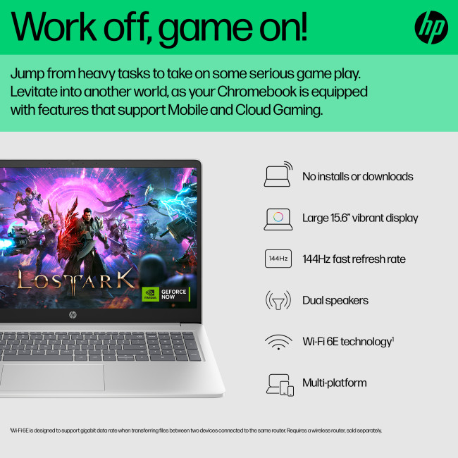 HP Chromebook 15a-nb0006na Intel&#174; N N100 4GB RAM 128GB UFS 15.6" HD ChromeOS Laptop