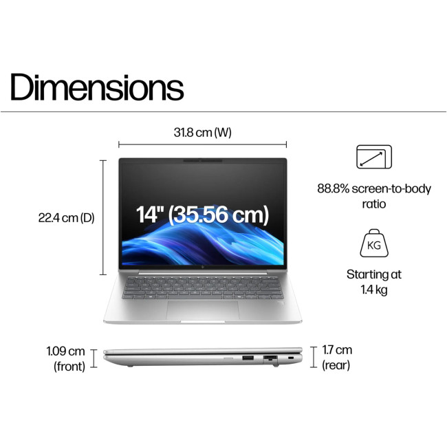 HP EliteBook 6 G1ah 14" Notebook PC AMD Ryzen&#153; 5 220 14" WUXGA 16GB RAM 512GB SSD Windows 11 Pro AI PC