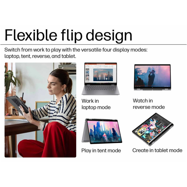 HP OmniBook X Flip 14-fk0002na Hybrid Copilot+ AMD Ryzen AI 7 350  16GB RAM 1TB SSD 14" Touchscreen 3K Windows 11 Home 2-in-1 Laptop