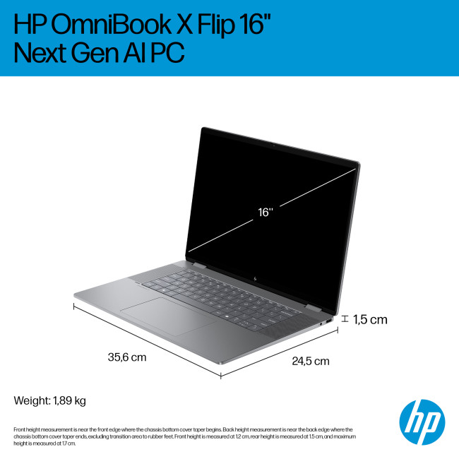 HP OmniBook X FlipNGAI 16-ar0009na Copilot+ AMD Ryzen AI 5 340 16GB RAM 1 TB SSD 16" WUXGA Touchscreen Windows 11 Home 2-in-1 Laptop